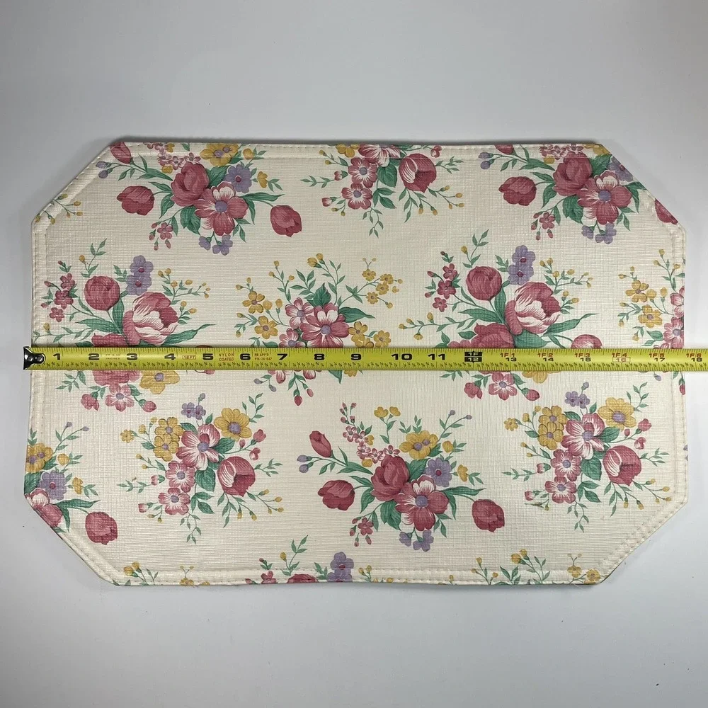 Vintage Floral Design Vinly Placemats Reversible Set Of 4 Tulips
